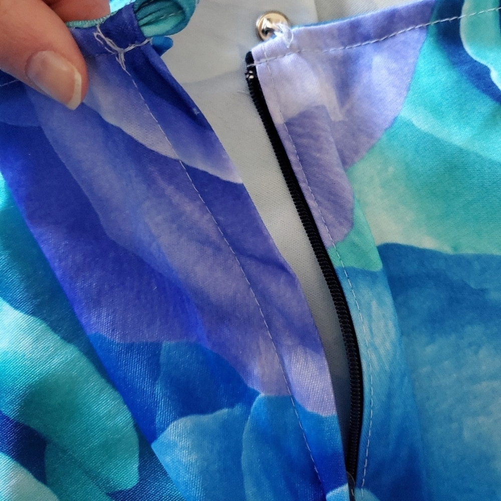 Vintage 00s Delias Inspired Blue & Purple Rose A-Line Maxi Skirt Women's Size 12 - Picture 6 of 8